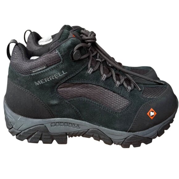 NEW Merrell Mens Size 7.5 Moab Onset Mid Waterproof Composite Toe Work Boot Blac - Picture 1 of 12